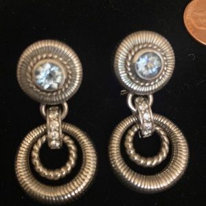 Judith Ripka Sterling and blue gemstone with omega back